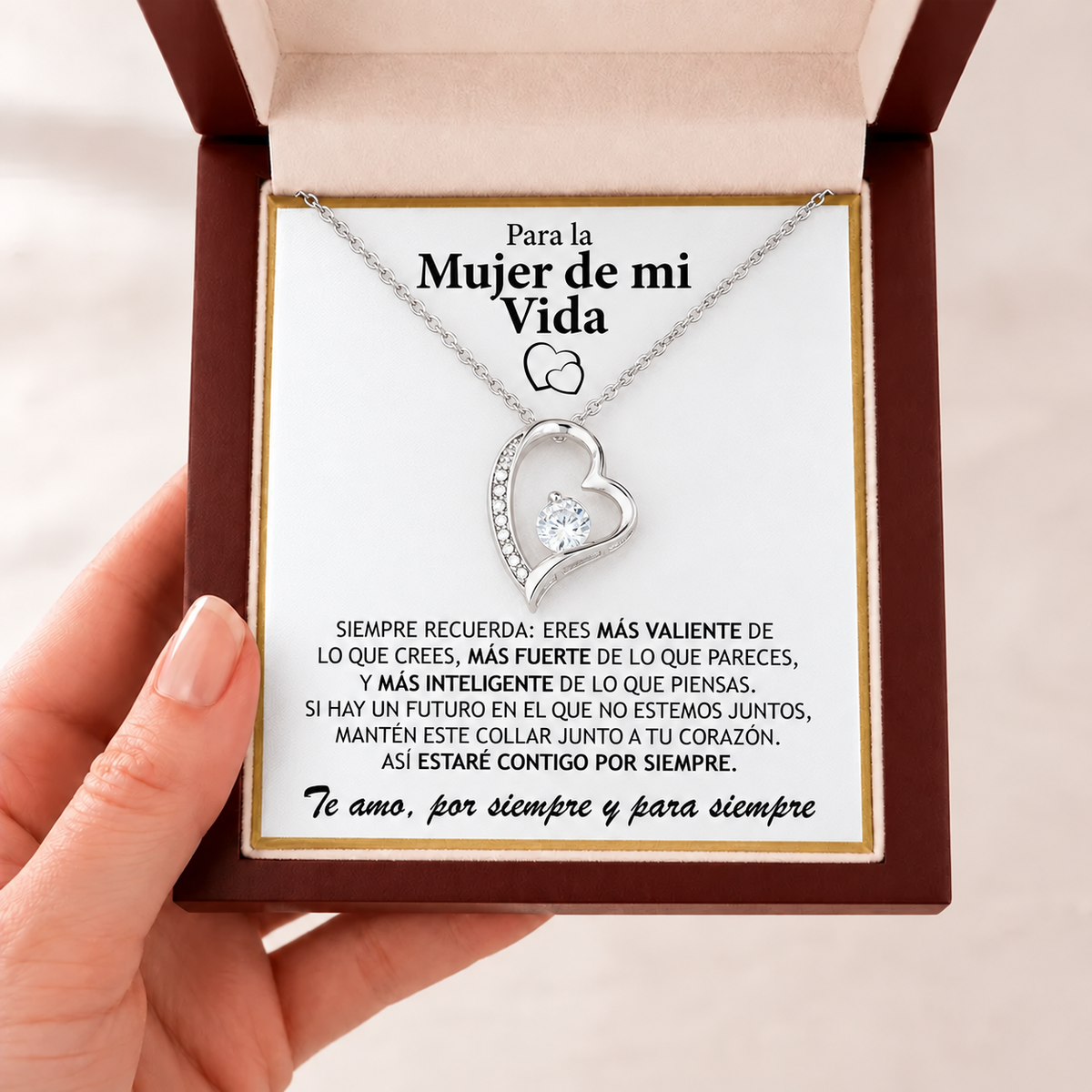 "Para La Mujer De Mi Vida" Collar Corazón Para Siempre