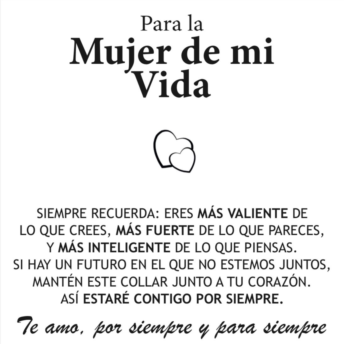 "Para La Mujer De Mi Vida" Collar Corazón Para Siempre