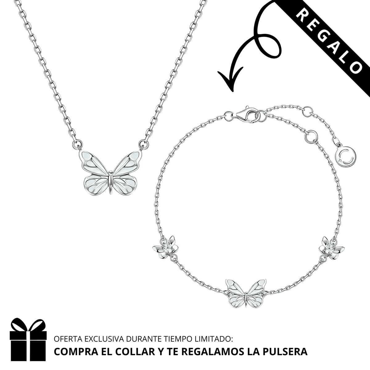 Set Mariposa Iluminada (PLATA 925)
